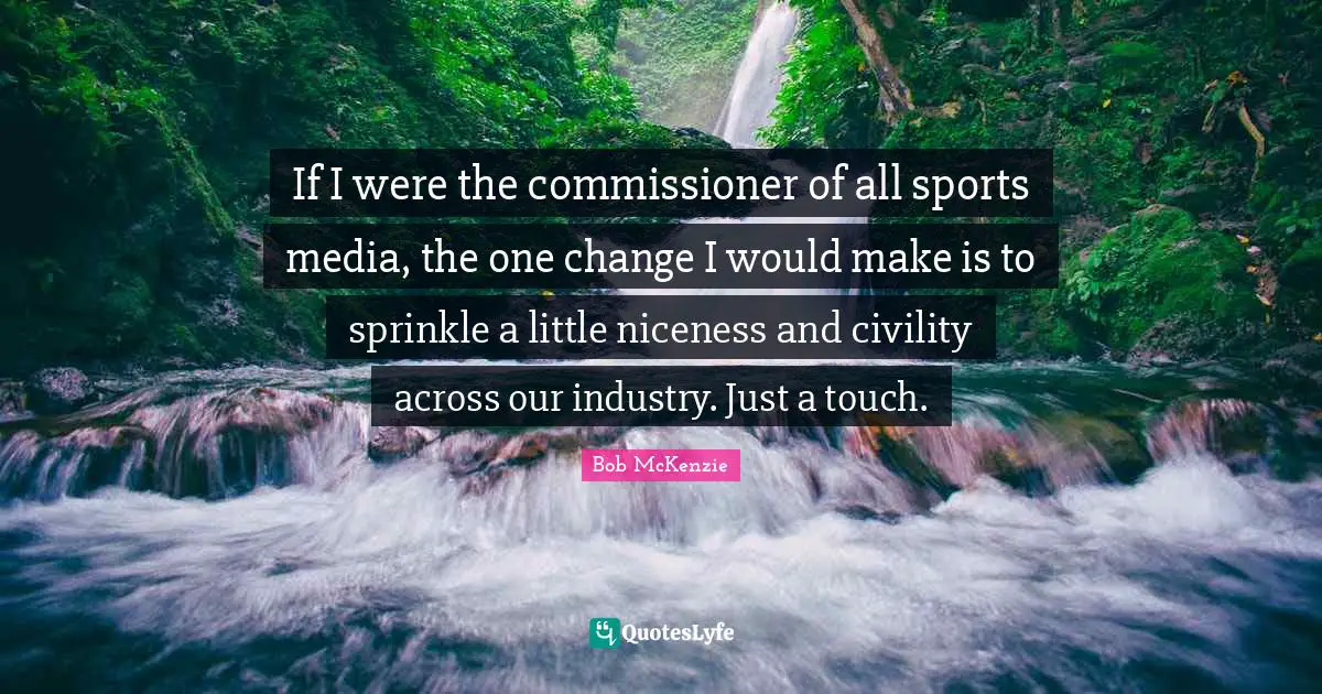 If I were the commissioner of all sports media, the one change I would make is to sprinkle a little niceness and civility across our industry. Just a touch.
