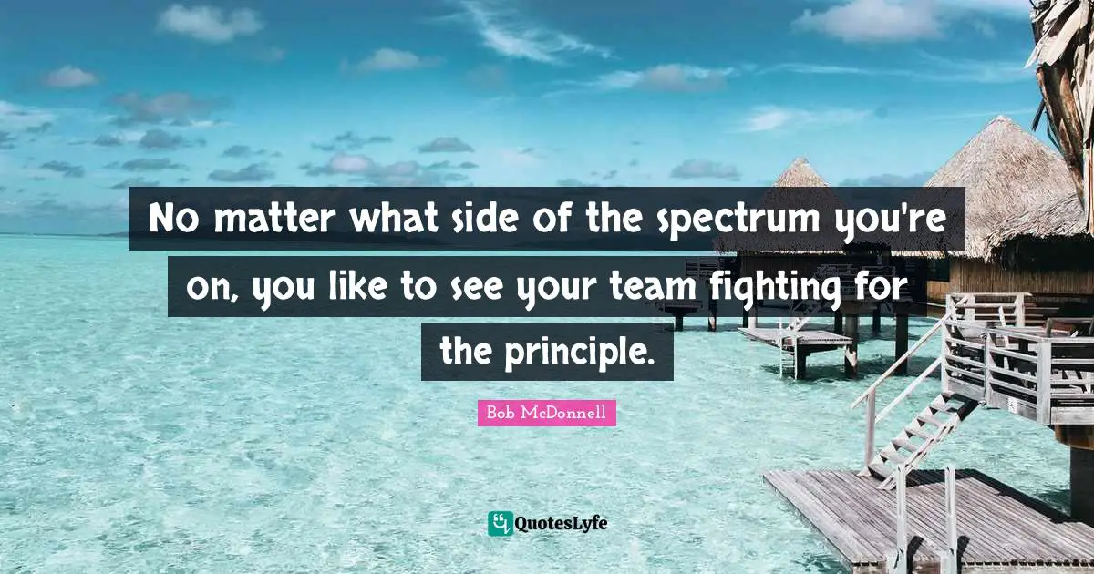No matter what side of the spectrum you're on, you like to see your team fighting for the principle.