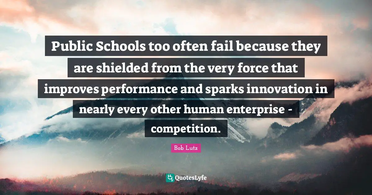 Public Schools too often fail because they are shielded from the very force that improves performance and sparks innovation in nearly every other human enterprise - competition.