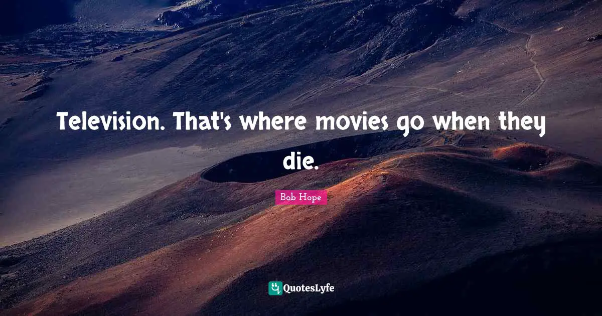 Television. That's where movies go when they die.