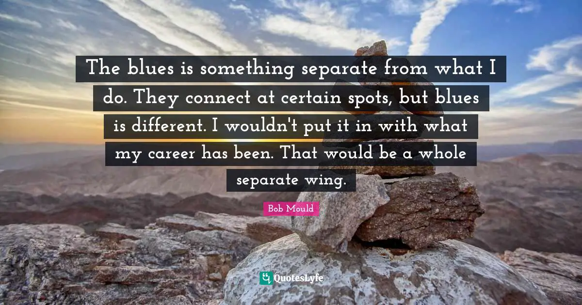 The blues is something separate from what I do. They connect at certain spots, but blues is different. I wouldn't put it in with what my career has been. That would be a whole separate wing.