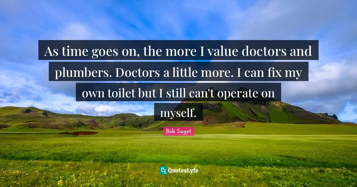 As time goes on, the more I value doctors and plumbers. Doctors a little more. I can fix my own toilet but I still can't operate on myself.