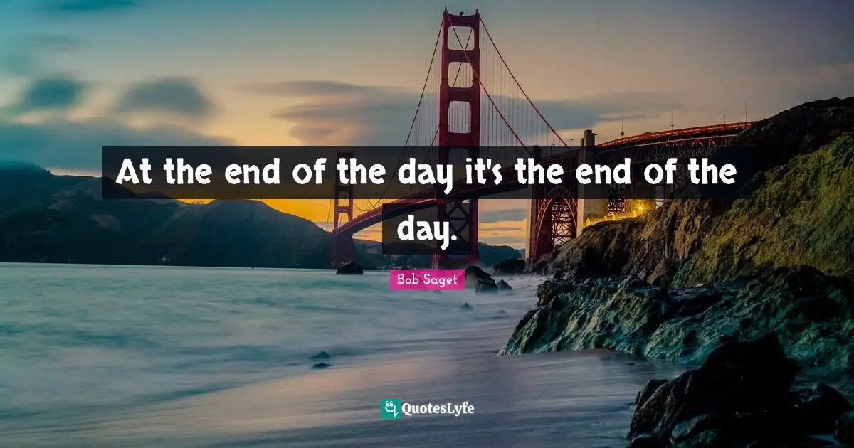 And At The End Of The Day Quotes: "At the end of the day it's the end of the day."