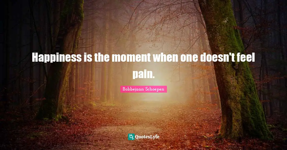 Happiness is the moment when one doesn't feel pain.