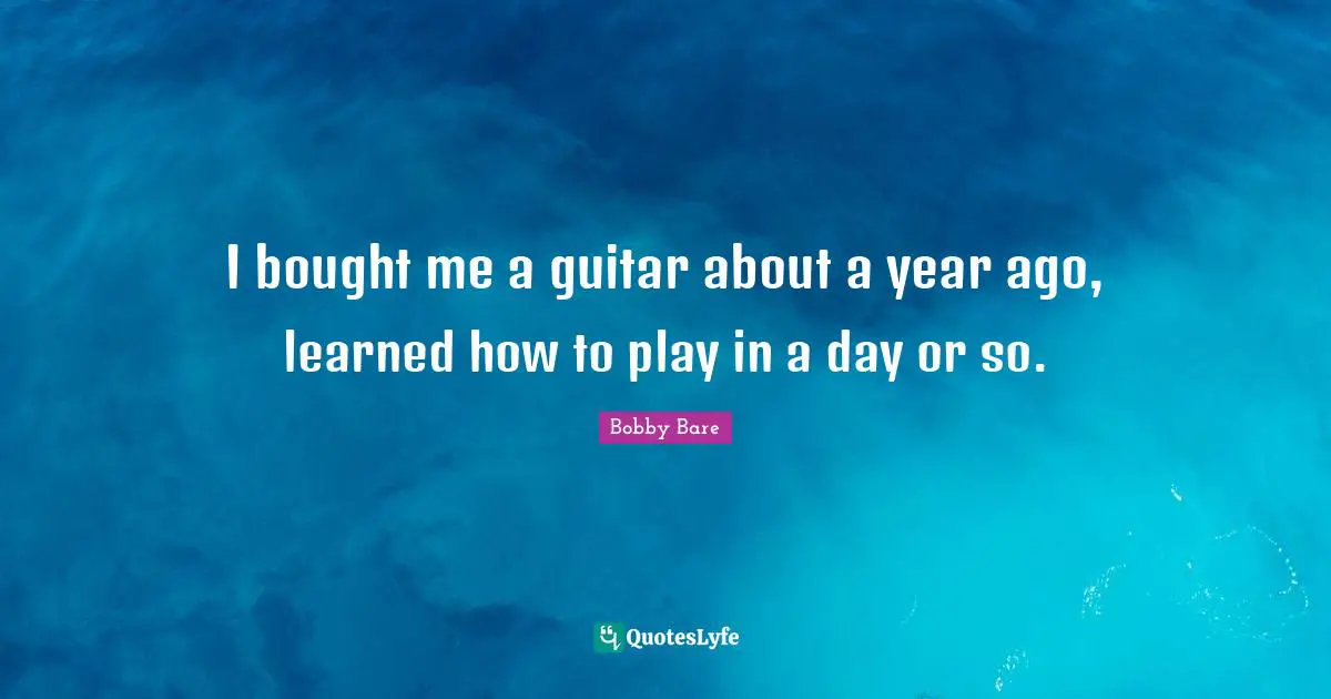 I bought me a guitar about a year ago, learned how to play in a day or so.