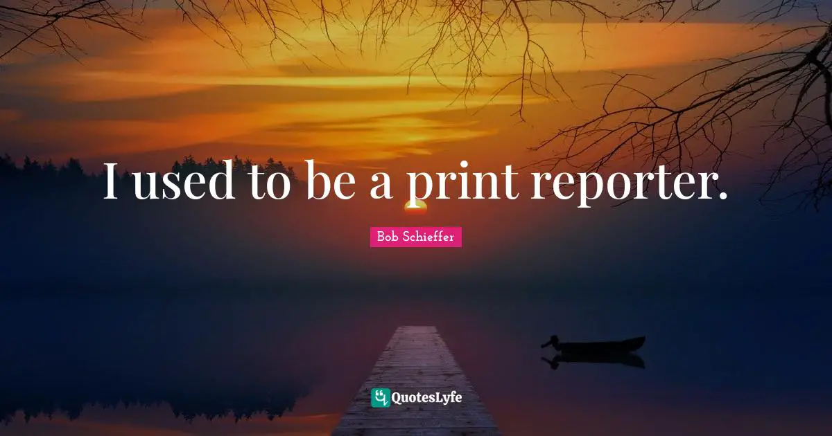 I used to be a print reporter.