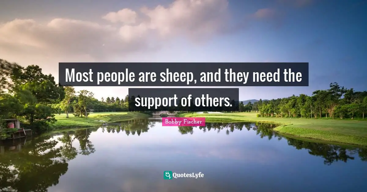 Most people are sheep, and they need the support of others.
