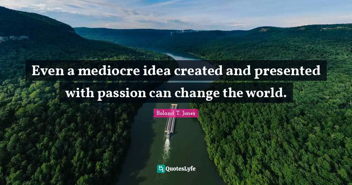 Even a mediocre idea created and presented with passion can change the world.