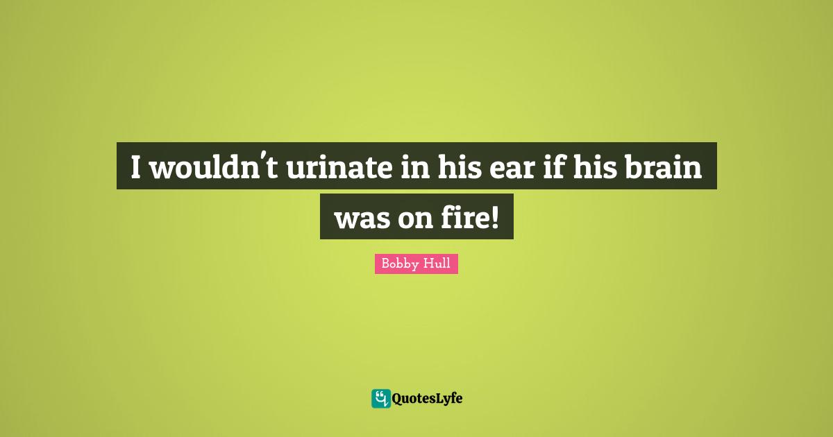 I wouldn't urinate in his ear if his brain was on fire!