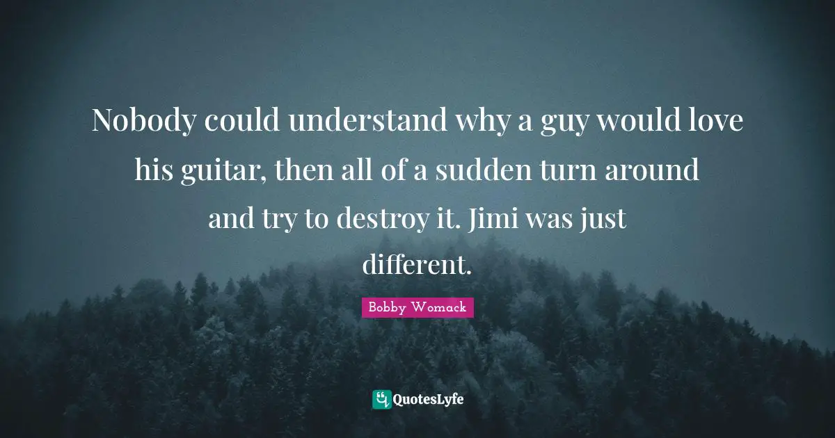 Nobody could understand why a guy would love his guitar, then all of a sudden turn around and try to destroy it. Jimi was just different.