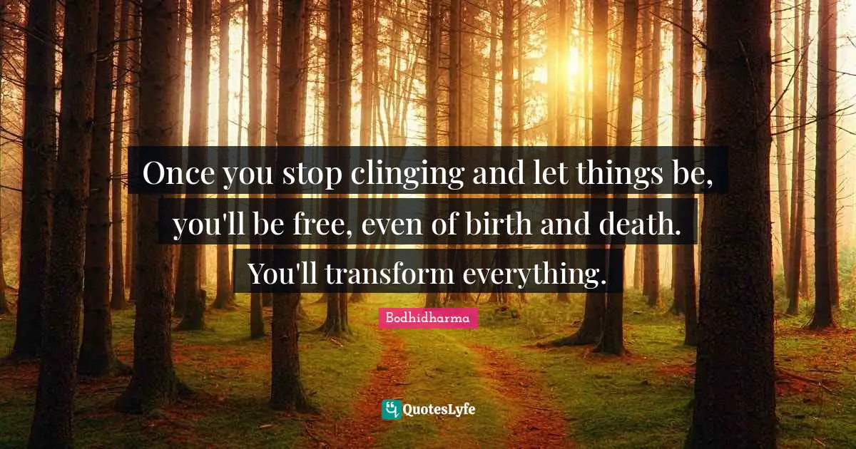 Attachment Quotes: "Once you stop clinging and let things be, you'll be free, even of birth and death. You'll transform everything."