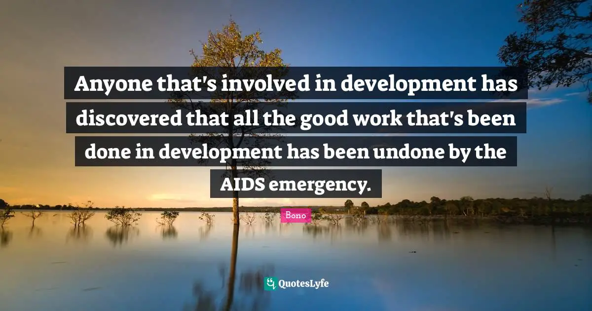 Anyone that's involved in development has discovered that all the good work that's been done in development has been undone by the AIDS emergency.