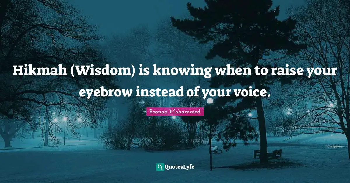 Hikmah (Wisdom) is knowing when to raise your eyebrow instead of your voice.