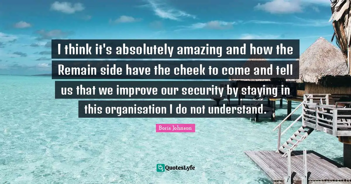 I think it's absolutely amazing and how the Remain side have the cheek to come and tell us that we improve our security by staying in this organisation I do not understand.