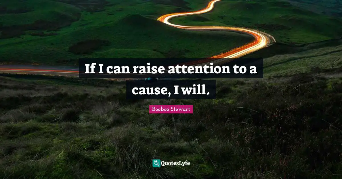 If I can raise attention to a cause, I will.