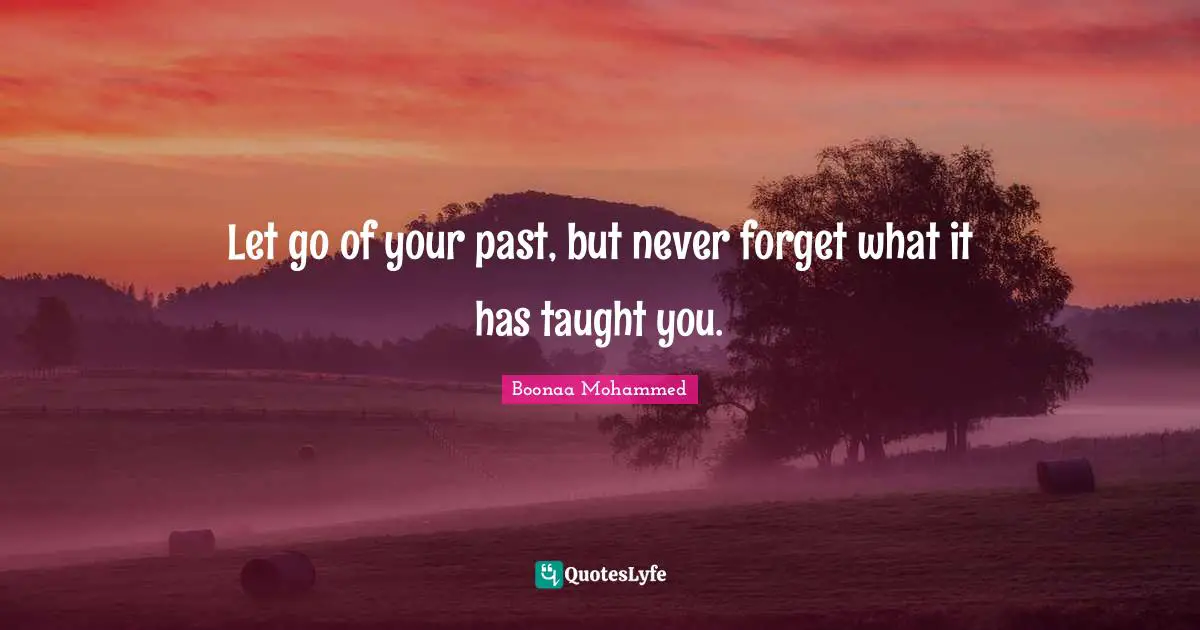 Let go of your past, but never forget what it has taught you.