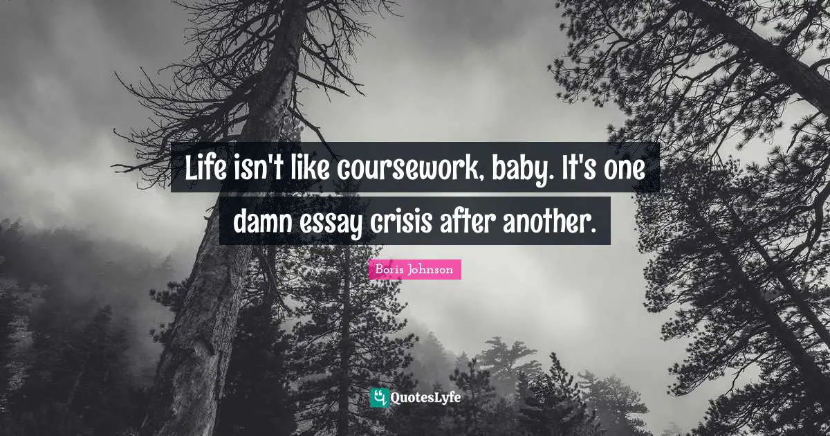 Life isn't like coursework, baby. It's one damn essay crisis after another.