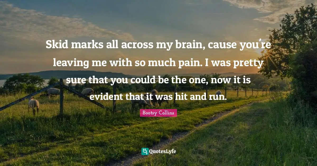Skid marks all across my brain, cause you're leaving me with so much pain. I was pretty sure that you could be the one, now it is evident that it was hit and run.