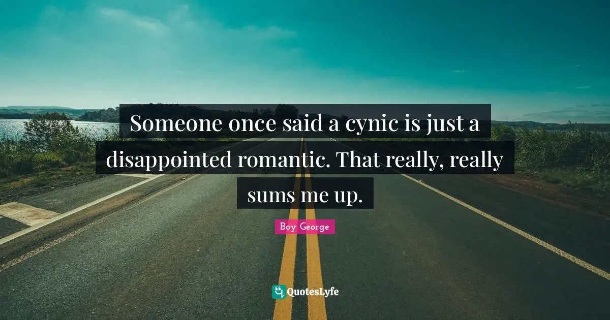 Someone once said a cynic is just a disappointed romantic. That really, really sums me up.