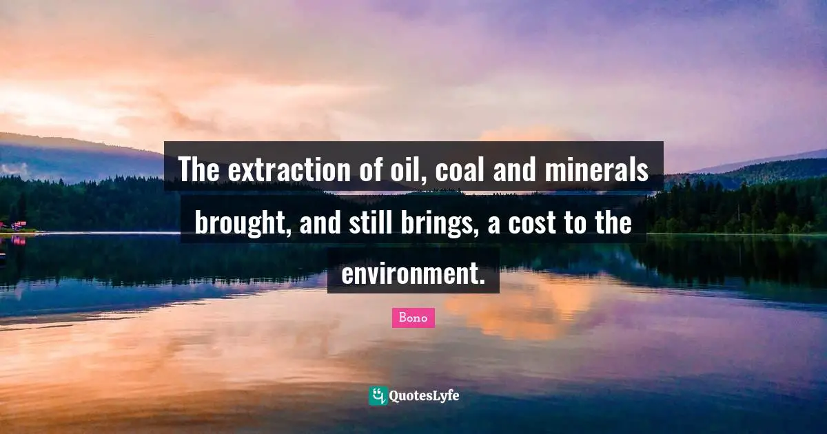 The extraction of oil, coal and minerals brought, and still brings, a cost to the environment.