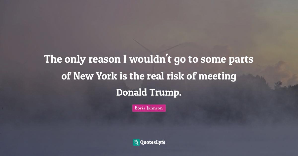 The only reason I wouldn't go to some parts of New York is the real risk of meeting Donald Trump.