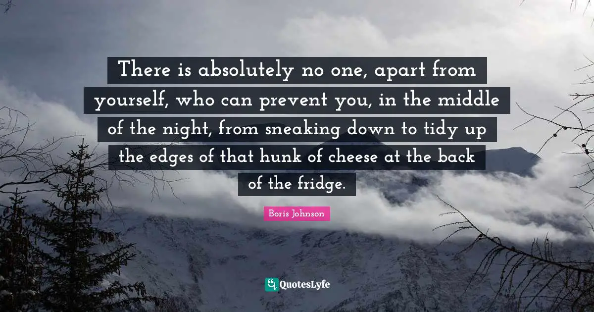 Edges Quotes: "There is absolutely no one, apart from yourself, who can prevent you, in the middle of the night, from sneaking down to tidy up the edges of that hunk of cheese at the back of the fridge."