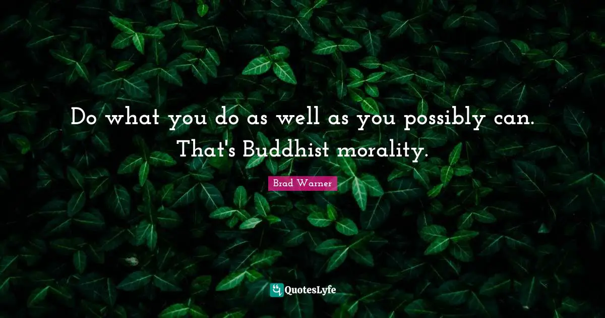 Do what you do as well as you possibly can. That's Buddhist morality.