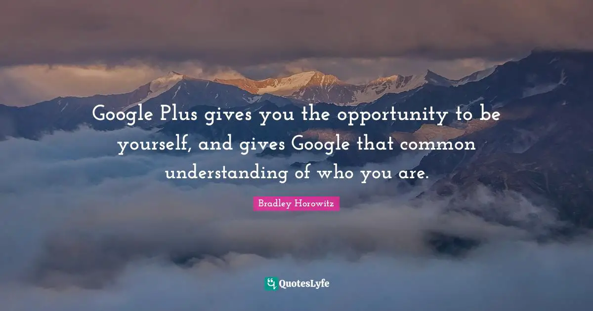 Google Plus gives you the opportunity to be yourself, and gives Google that common understanding of who you are.