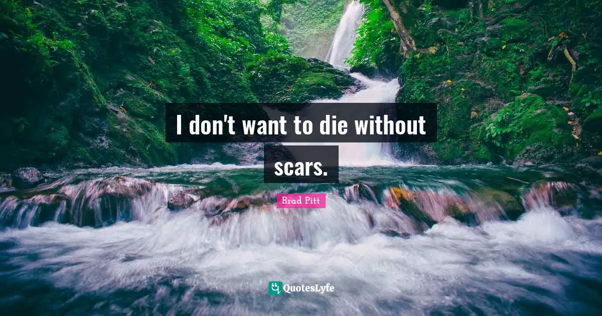 Brad Pitt Quotes: "I don't want to die without scars."