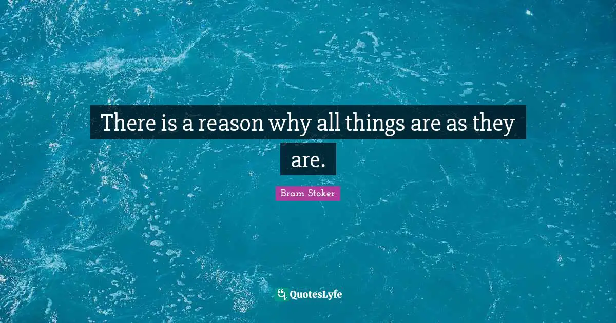 There is a reason why all things are as they are.