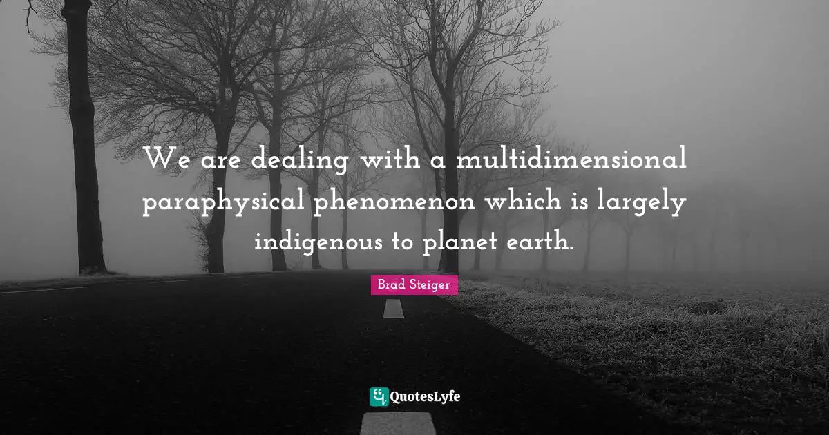 Ufo Quotes: "We are dealing with a multidimensional paraphysical phenomenon which is largely indigenous to planet earth."