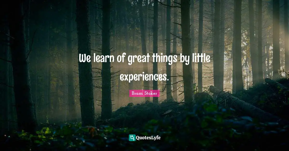 Do Great Things Quotes: "We learn of great things by little experiences."