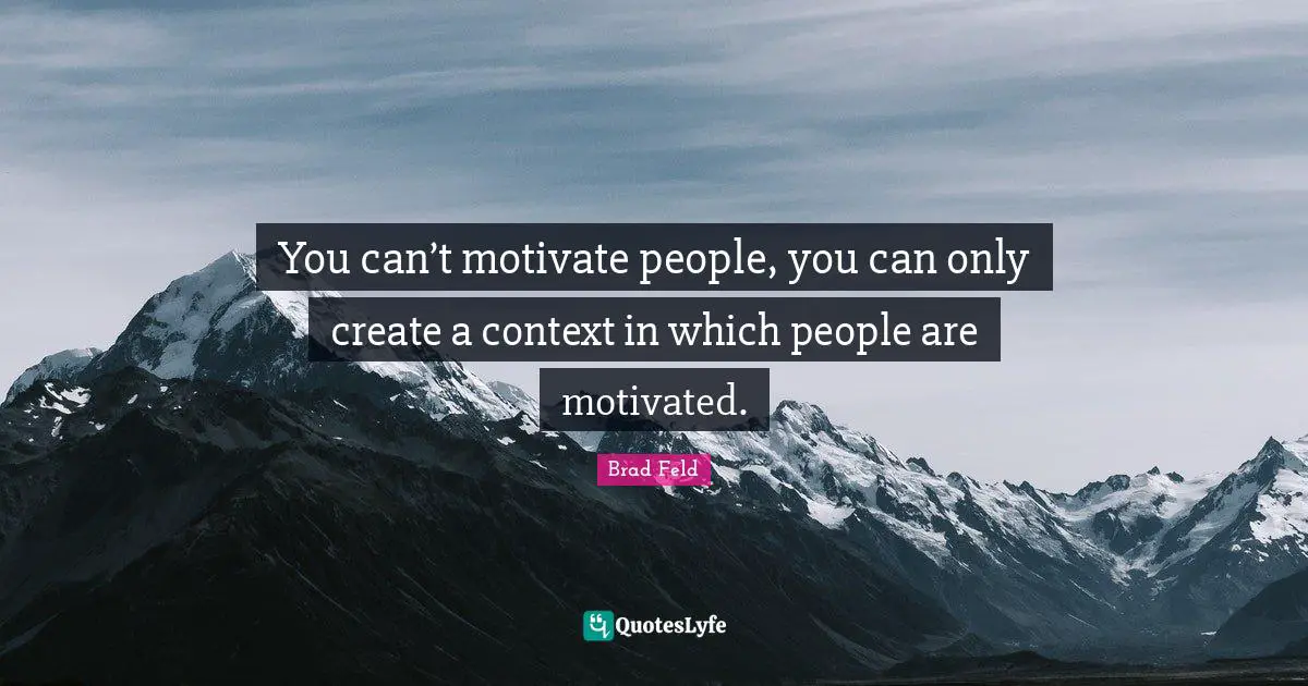 Brad Feld Quotes: "You can’t motivate people, you can only create a context in which people are motivated."