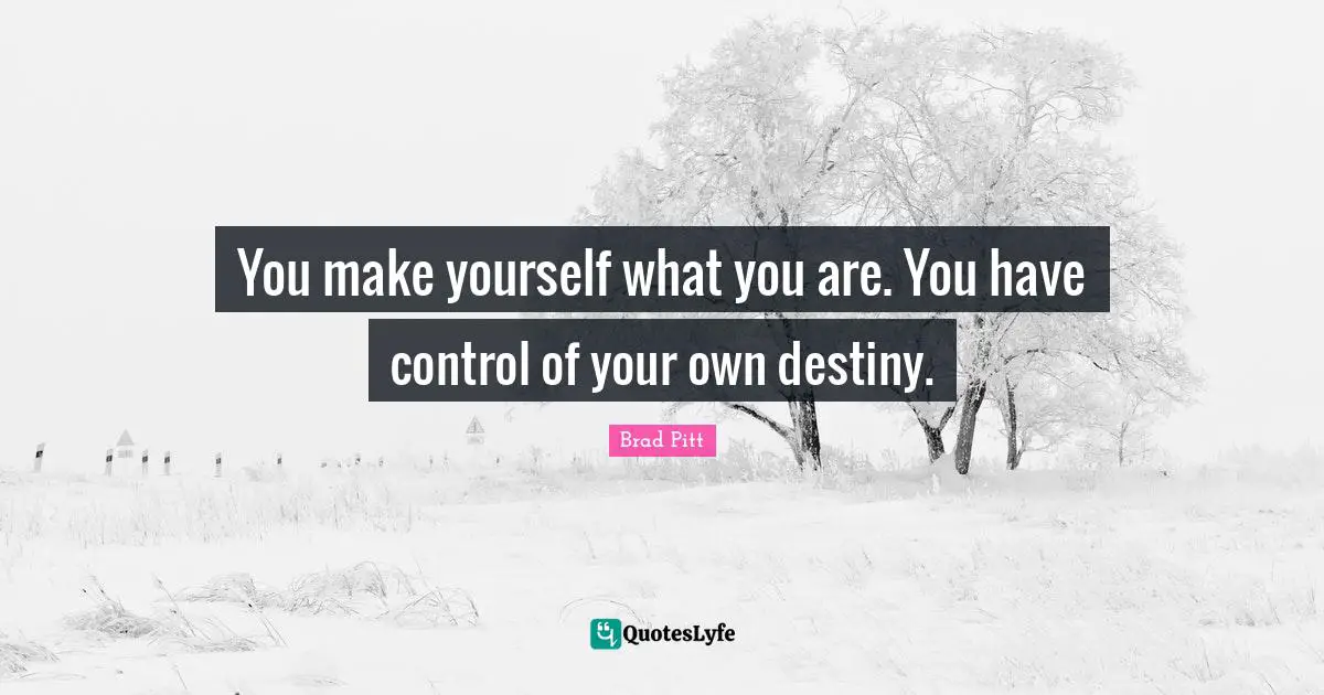 Brad Pitt Quotes: "You make yourself what you are. You have control of your own destiny."