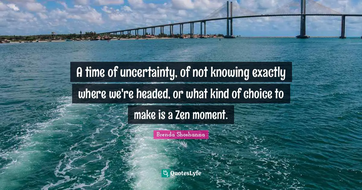 A time of uncertainty, of not knowing exactly where we're headed, or what kind of choice to make is a Zen moment.