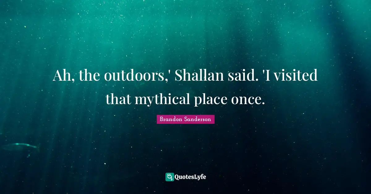 Ah, the outdoors,' Shallan said. 'I visited that mythical place once.