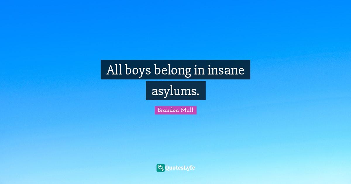 Asylums Quotes: "All boys belong in insane asylums."