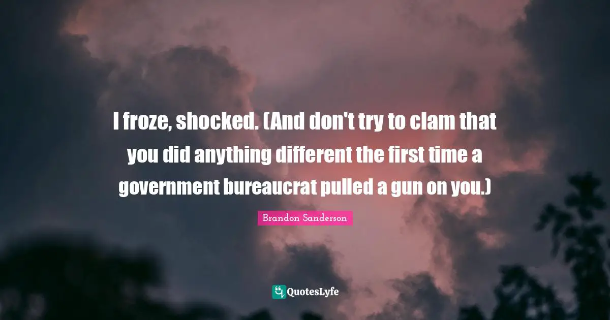 I froze, shocked. (And don't try to clam that you did anything different the first time a government bureaucrat pulled a gun on you.)