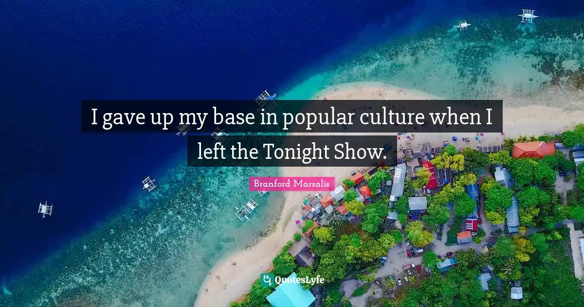 I gave up my base in popular culture when I left the Tonight Show.