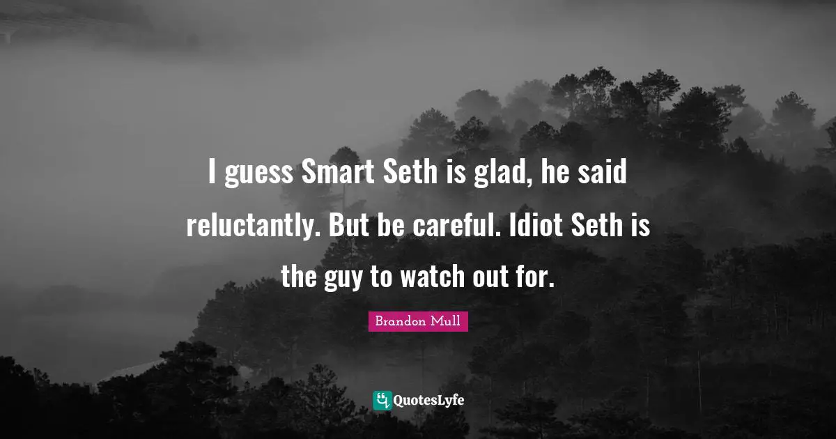 I guess Smart Seth is glad, he said reluctantly. But be careful. Idiot Seth is the guy to watch out for.