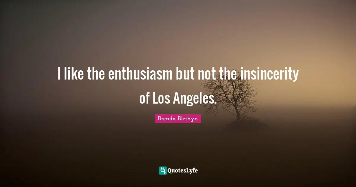 I like the enthusiasm but not the insincerity of Los Angeles.