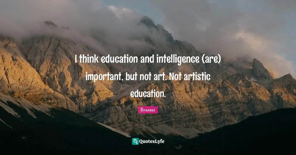 I think education and intelligence (are) important, but not art. Not artistic education.