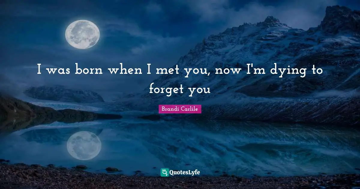 I was born when I met you, now I'm dying to forget you