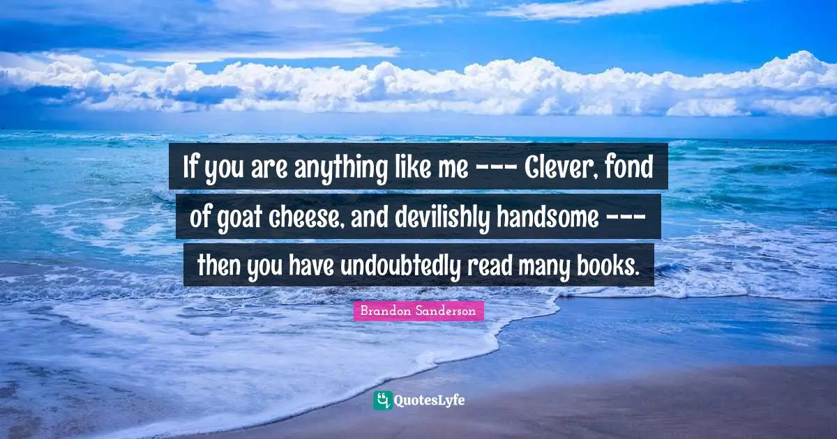 If you are anything like me --- Clever, fond of goat cheese, and devilishly handsome --- then you have undoubtedly read many books.