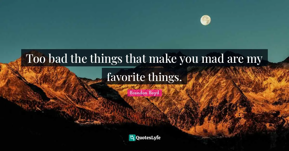 Too bad the things that make you mad are my favorite things.