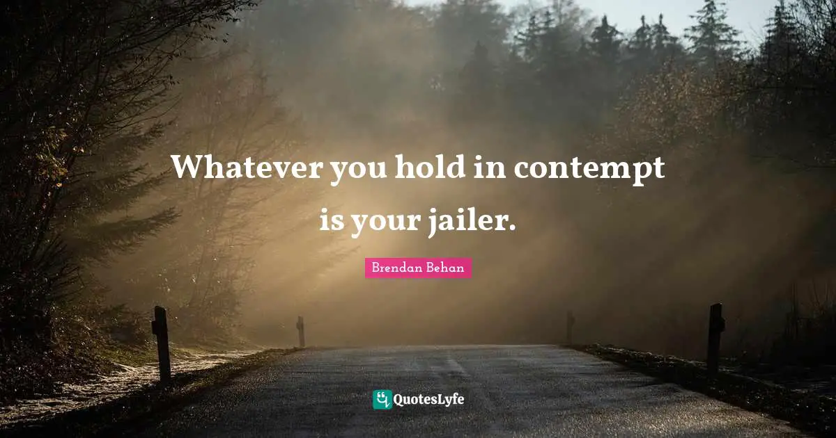 Brendan Behan Quotes: "Whatever you hold in contempt is your jailer."