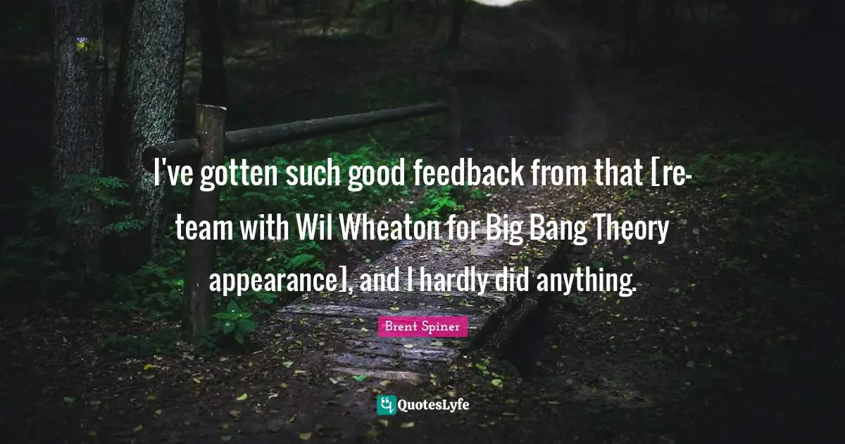 I've gotten such good feedback from that [re-team with Wil Wheaton for Big Bang Theory appearance], and I hardly did anything.