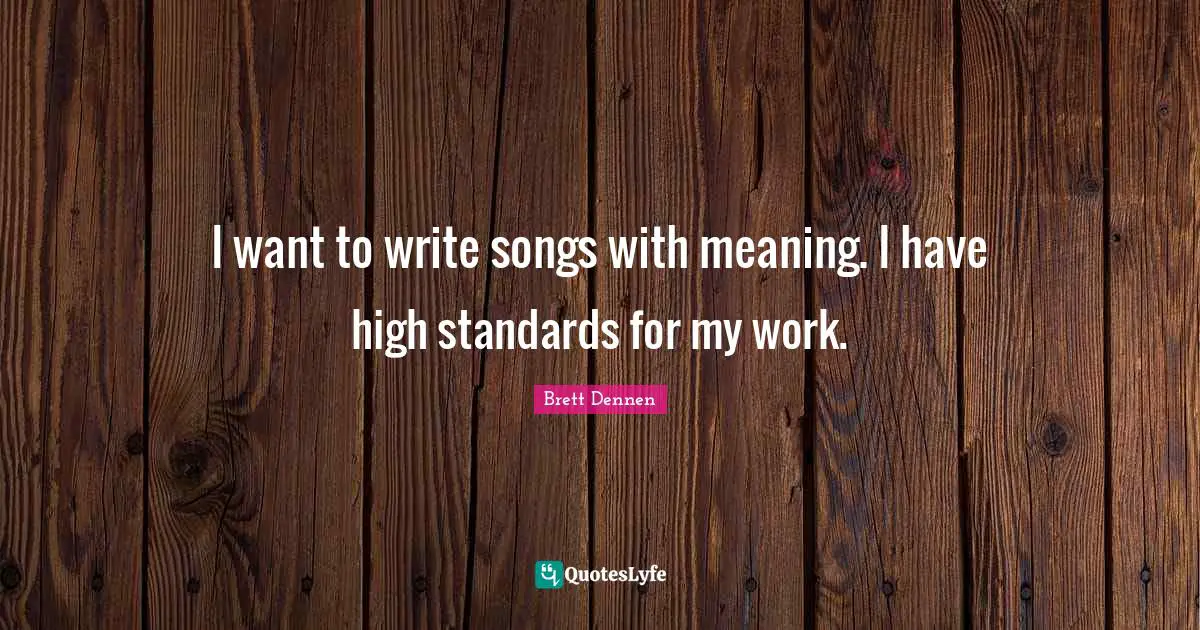 Brett Dennen Quotes: "I want to write songs with meaning. I have high standards for my work."