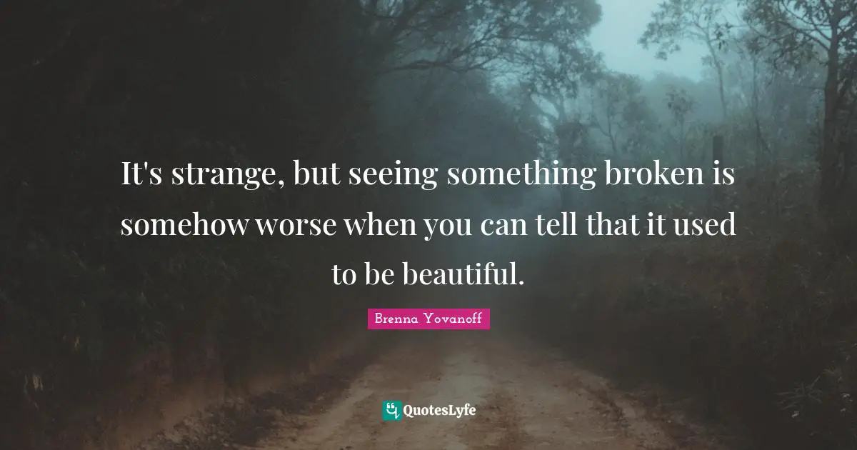 It's strange, but seeing something broken is somehow worse when you can tell that it used to be beautiful.