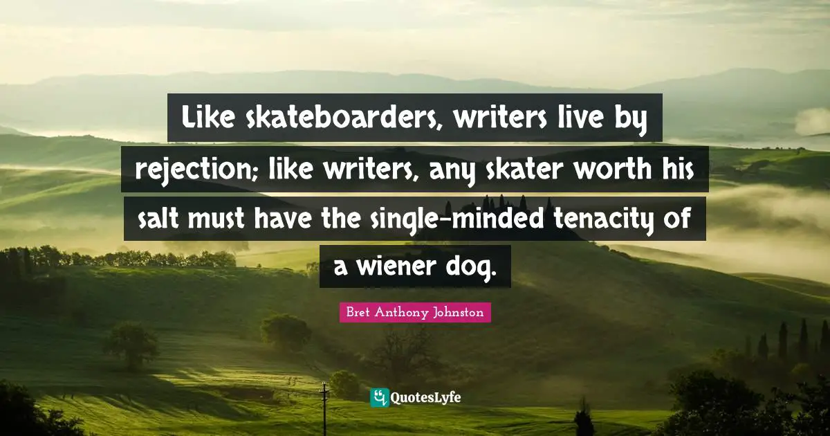 Like skateboarders, writers live by rejection; like writers, any skater worth his salt must have the single-minded tenacity of a wiener dog.